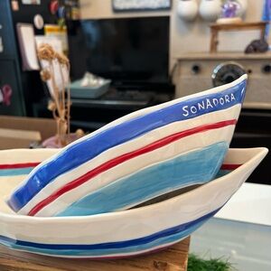 Set of 2 Wisteria Boat Shape Snack Bowls NWT